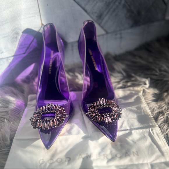 GOOD AMERICAN CINDER-F*CKING-RELLA JEWELED CLEAR PUMP NWOB - Picture 8 of 16